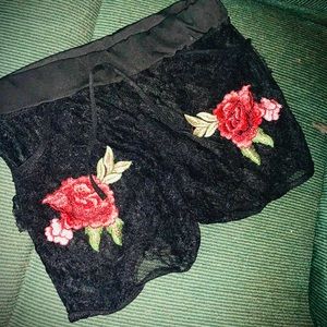 Black laces see thru shorts . Small .